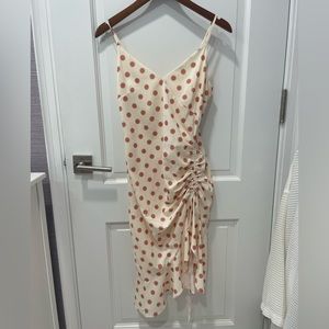 Cream midi polka dot dress